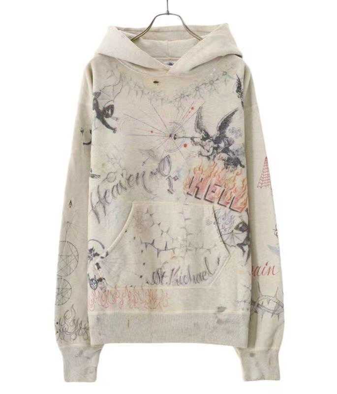 SM Hoodie Saint angel Michael devil hand painted graffiti cartoon printed sweater on European and American high street, Flower gray
SM Hoodie Saint angel Michael devil hand painted graffiti cartoon printed sweater on European and American high street, Flower gray