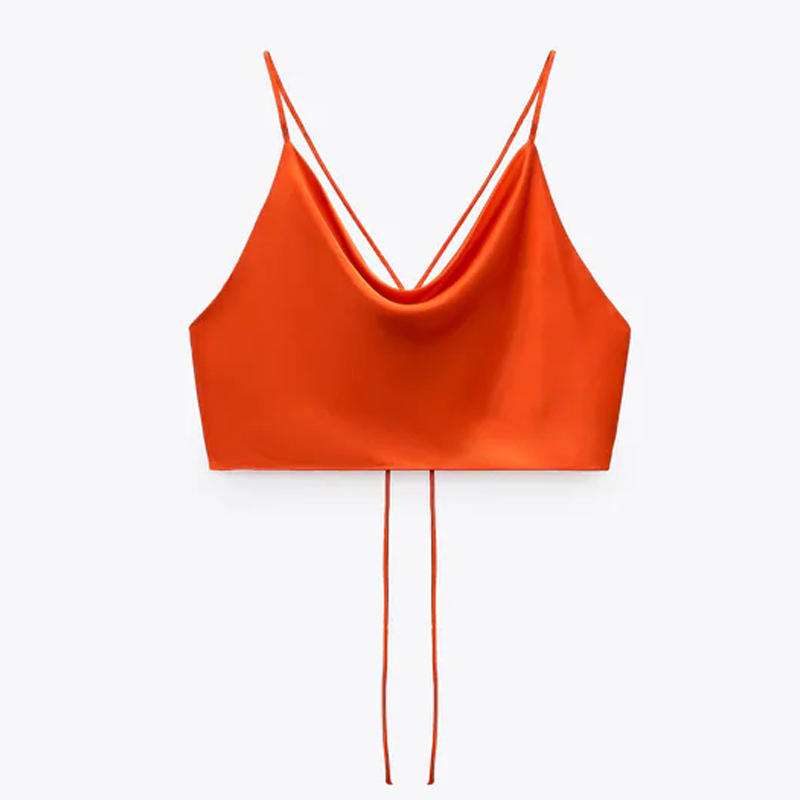 TRAF Summer White Satin Top Woman Pink Crop Sexy Backless Tank women Camisole Beachwear Tie-Dye Strap s 220325