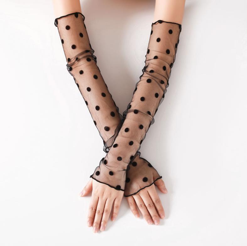 Women's Sun UV Protection Sheer Arm Sleeve Others Apparel Long Ultra-thin Lace Gloves Mesh Tulle Sunscreen Sleeves Fingerless Leg Cuff 1920s Sexy