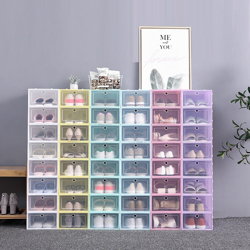 Clear Plastic Shoe Box Dustproof Sneaker Storage Organizer Flip Transparent High Heels Boxes Candy Color Stackable Shoes Containers Case, 6 colors
Clear Plastic Shoe Box Dustproof Sneaker Storage Organizer Flip Transparent High Heels Boxes Candy Color Stackable Shoes Containers Case, 6 colors