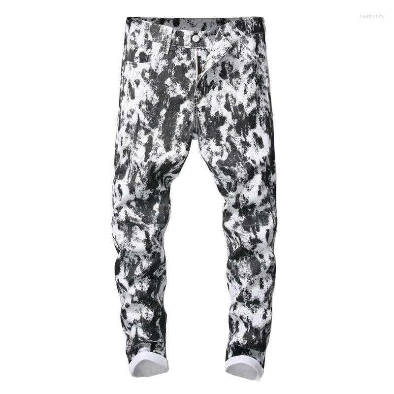 Men's Jeans Men's Male Black Spots Printed White Fashion Casual Slim Fit Stretch Cotton Denim Pants Trousers 5640Men's Heat22 
Men's Jeans Men's Male Black Spots Printed White Fashion Casual Slim Fit Stretch Cotton Denim Pants Trousers 5640Men's Heat22
