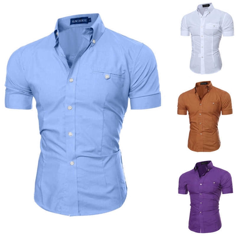 Men Shirts Tops Summer Social Chemise Men's short Sleeve Shirt Mens Homme Solid Color Business Slim Fitness Shirts 210701, Purple
Men Shirts Tops Summer Social Chemise Men's short Sleeve Shirt Mens Homme Solid Color Business Slim Fitness Shirts 210701, Purple