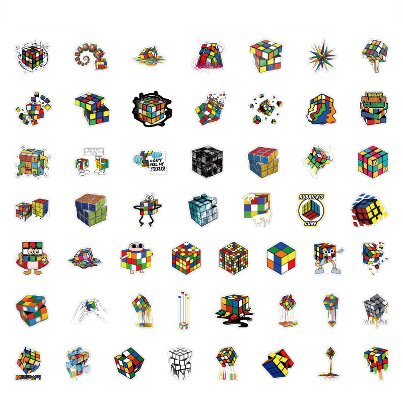 50pcs Creative Magic Cube stickers Rubik's cube Graffiti Kids Toy Skateboard car Motorcycle Bicycle Sticker Decals Wholesale