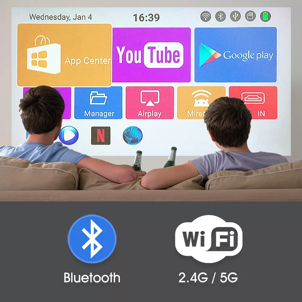 Projectors C6 Mini 4K DLP Android 9.0 Projector 5G WiFi Bluetooth 4.0 Portable Video Home Cinema Support Mobile Phone Miracast Airplay Amlogic S905X S