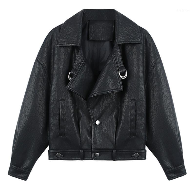 Spring Autumn Faux Leather Jacket Women Loose Turndown Collar Single Breasted Motorcycle Coats Girls Outerwear M553, Beige
Spring Autumn Faux Leather Jacket Women Loose Turndown Collar Single Breasted Motorcycle Coats Girls Outerwear M553, Beige