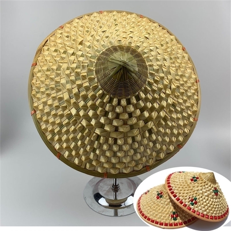 Vietnam Japan Fisherman Sun Hat Cone Handmade Weave Straw Hat Visor Garden Farmer Cap Dance Props Cone Sunshade Hat 220527