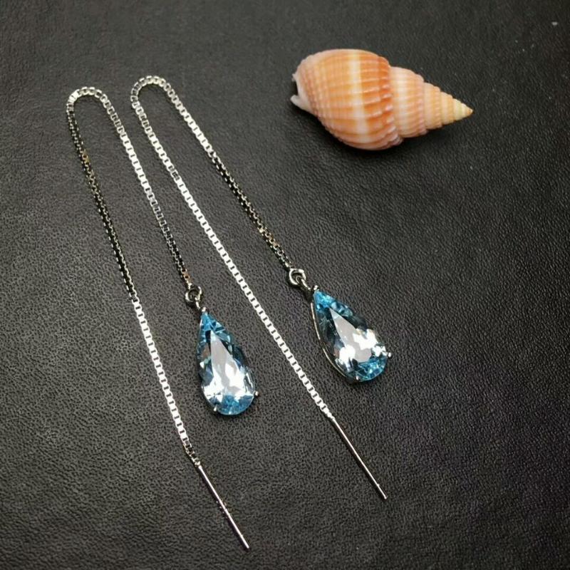 Dangle & Chandelier MeiBaPJ 100% Real 925 Sterling Silver Natural Sky Blue Topaz Long Chain Drop Earrings Fine Charm Party Jewelry For Women
Dangle & Chandelier MeiBaPJ 100% Real 925 Sterling Silver Natural Sky Blue Topaz Long Chain Drop Earrings Fine Charm Party Jewelry For Women