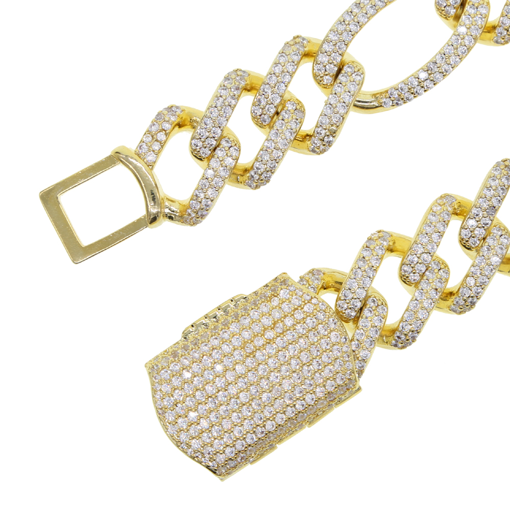 19MM figaro chain men necklace Bracelet 5A Cz cuban chains big heavy hip hop iced out bling Rock Punk men boy jewelry