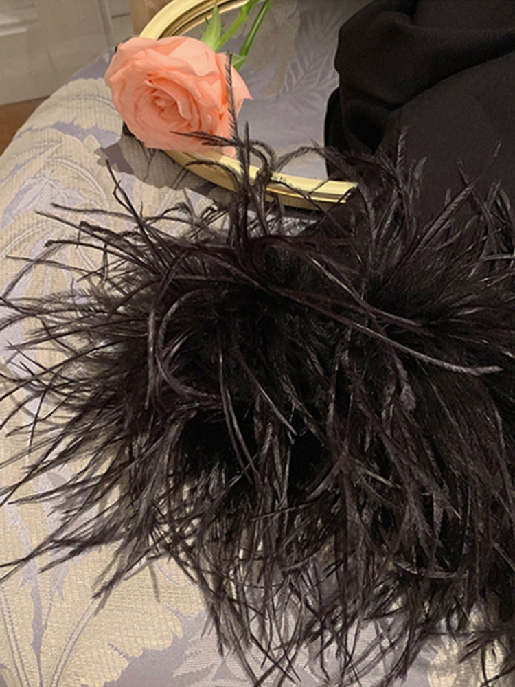 TWOTWINSTYLE Casual Plain T Shirt For Women Round Neck Loose Long Sleeve Patchwork Feathers Pullovers Female Spring Clothes 220321