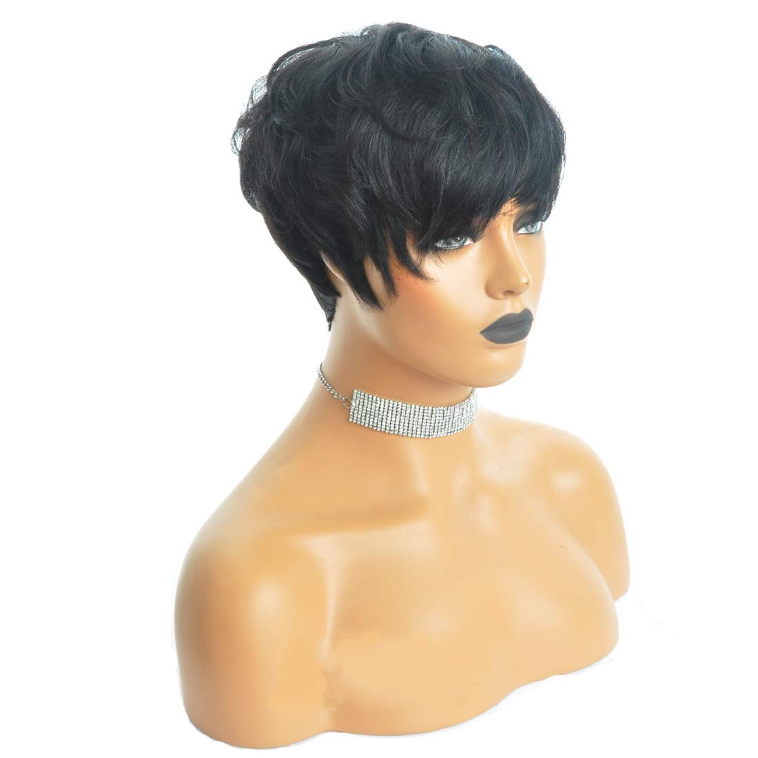 Red Burgundy 99J Ombre Color Short Bob Pixie Cut Brazilian Human Hair Wigs With Bangs For Black Women