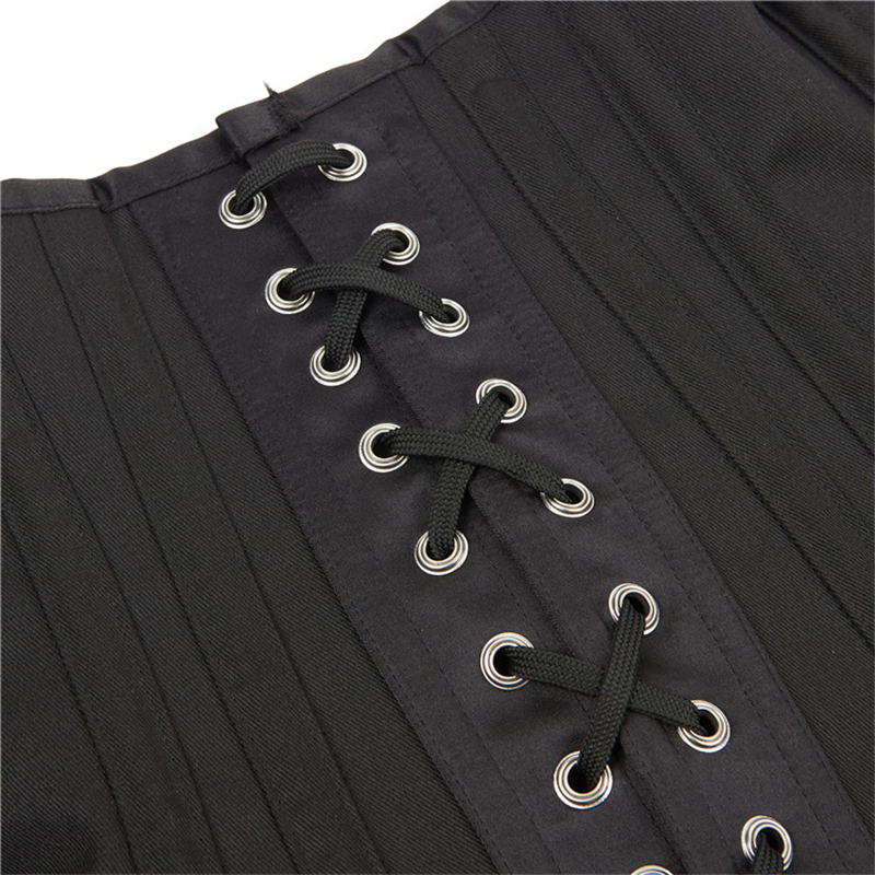 Black Satin 16pcs Steel Bones Underbust Corset Waist Cincher 2022 New Women Waist Trainer Sculpting Girdle Shapewear