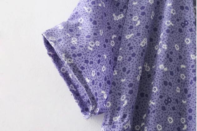 French Cross V neck Floral Print Wrap Dress Woman Lacing up Waist Slit Mid Long Slim Fit Summer Dresses 2 colors 220511