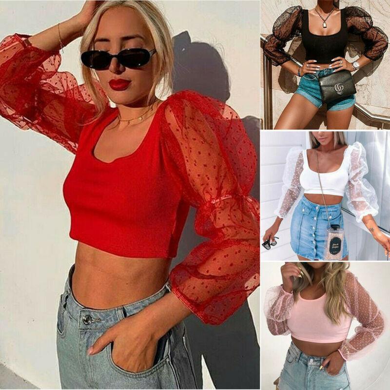 Women' Blouses & Shirts 2022 Polka Dot Mesh Tops See Through Puff Sleeve Blouse Elegant Party Square Neck Clubwear Female Blusas, Black
Women' Blouses & Shirts 2022 Polka Dot Mesh Tops See Through Puff Sleeve Blouse Elegant Party Square Neck Clubwear Female Blusas, Black