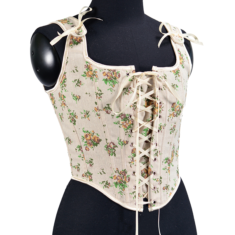 Women Floral Corset Crop Tanks Fashion Linen Yellow Rose Flower Printed Tupe Tops Vintage Plastic Boned Overbust Bustier Camis Cyber Baby Tee Ropa Fai