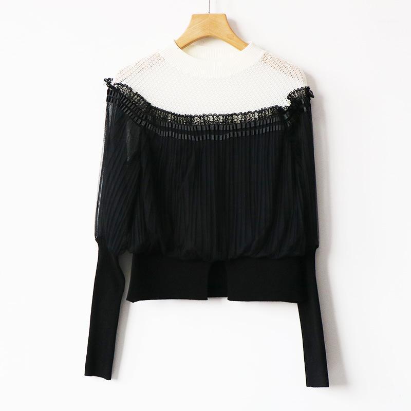 Women's Blouses & Shirts Autumn Winter Black White Knitted Lantern Sleeve Chiffon Pleated Folded Shirt Women Top Pullover Patchwork
Women's Blouses & Shirts Autumn Winter Black White Knitted Lantern Sleeve Chiffon Pleated Folded Shirt Women Top Pullover Patchwork