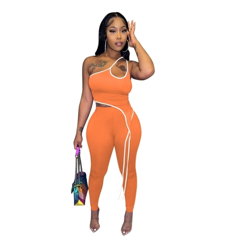2023 Designer Womens Summer Tracksuits Sleeveless Line Fashion Slim New Two Piece Pants Set Joggings Suit 5 Colours