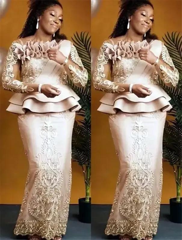 Plus Size Arabic Aso Ebi Champagne Lace Sexy Mother Of Bride Dresses Long Sleeves Sheath Vintage Prom Evening Formal Party Gowns Dress