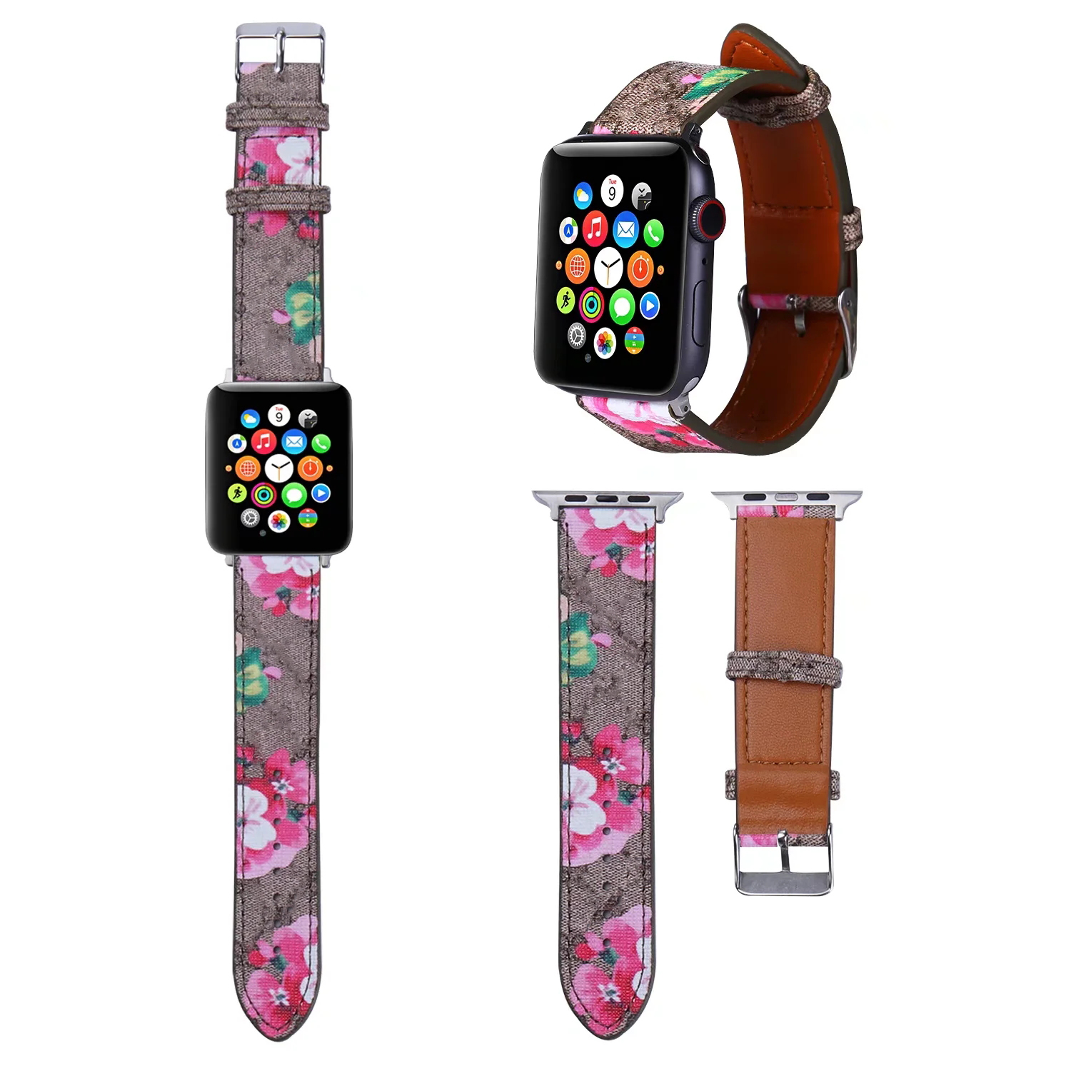 

Designer Leather Watch Bands For Apple Watch Band iwatch Strap Series 7 Se 40MM 45MM Mens Bracelets Wowan Fashion watchband With Pattern Designs Smart watches watchs