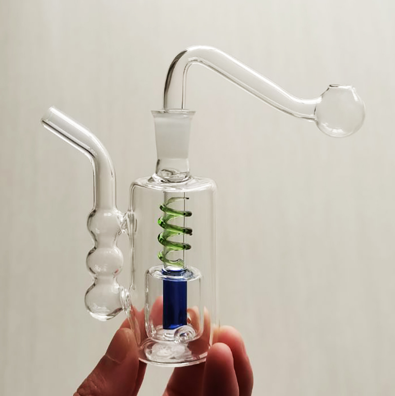 

Glass Pipes Oil Burner Mini Bubbler Bong Smoking Water Pipe Dab Rig Hookah Set Small Cute Percolater Bongs with 10mm Male Clear Tobacco Bowl and Silicone Hose Shisha