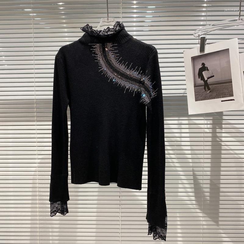 Women's Sweaters 2022 Water Diamond Shiny Lace Stitching Sleeve High Collar Style Knitted Sweater For Women 1105 Jemi22, Black
Women's Sweaters 2022 Water Diamond Shiny Lace Stitching Sleeve High Collar Style Knitted Sweater For Women 1105 Jemi22, Black