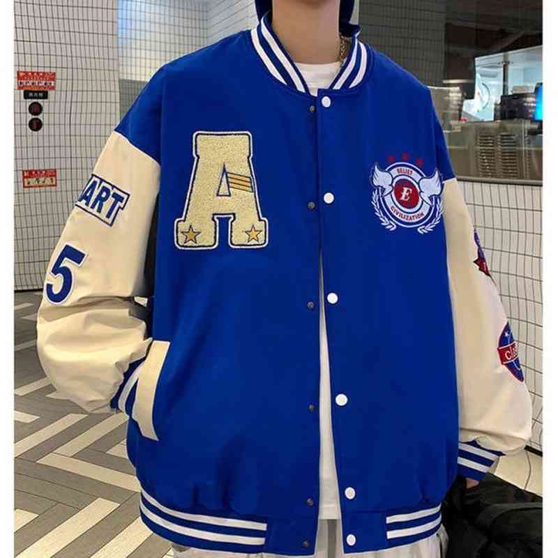 Blue Embroidered Baseball Clothing Tide Brand Loose Hong Kong Style Personality Letter Stitching Trend Casual Couple Traf Jacket, Camel
Blue Embroidered Baseball Clothing Tide Brand Loose Hong Kong Style Personality Letter Stitching Trend Casual Couple Traf Jacket, Camel