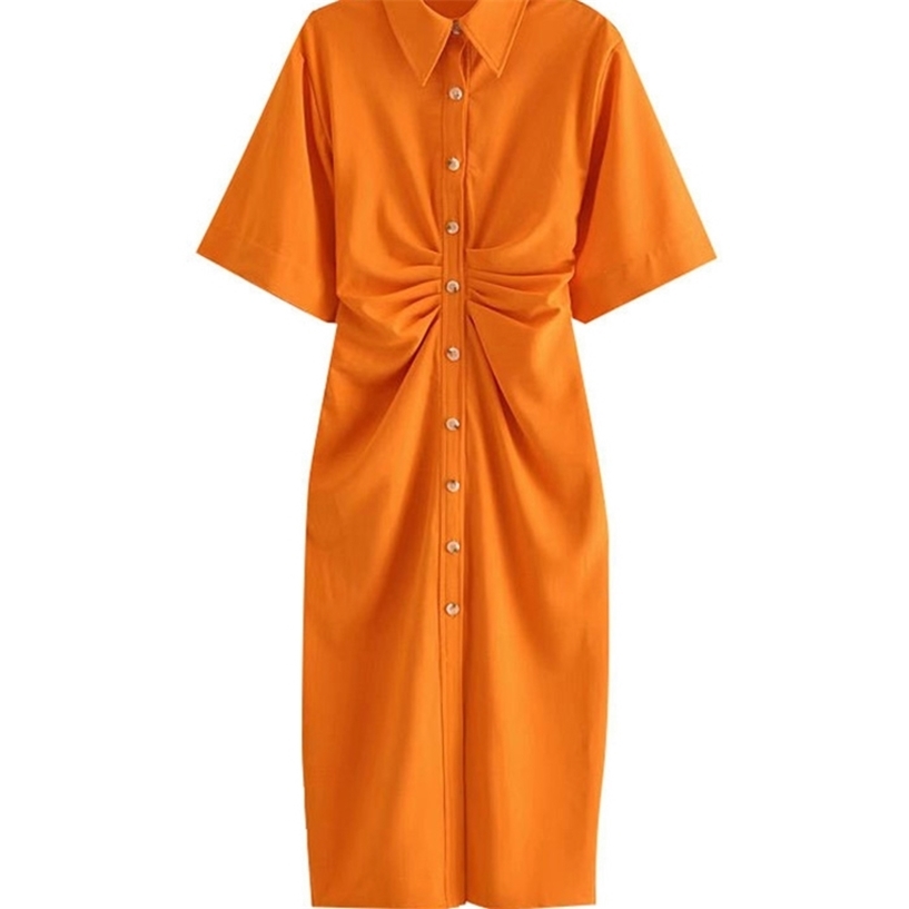 TRAF Women Chic Fashion Button-up Draped Midi Shirt Dress Vintage Short Sleeve Side Zipper Female Dresses Vestidos 220418, As picture
TRAF Women Chic Fashion Button-up Draped Midi Shirt Dress Vintage Short Sleeve Side Zipper Female Dresses Vestidos 220418, As picture