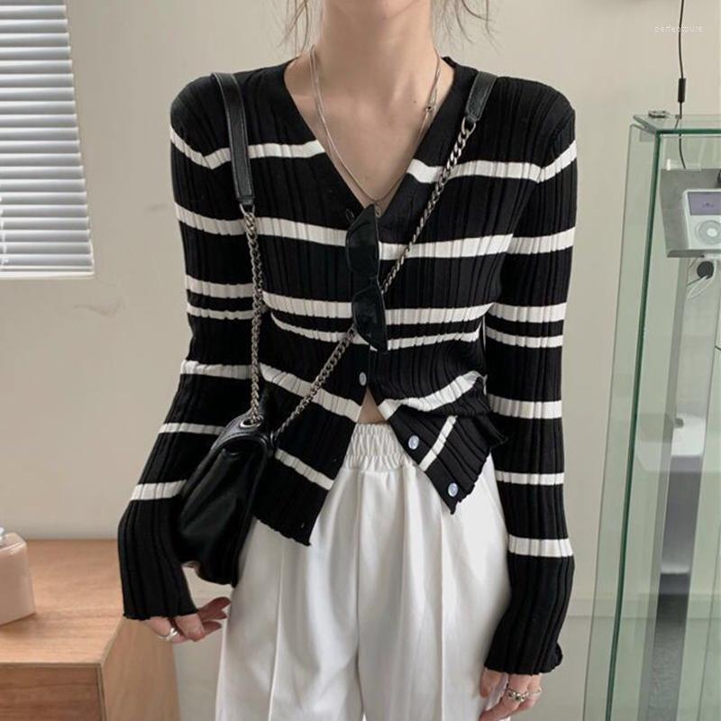 Women's Knits & Tees Lucyever Korean Button Up Striped Cardigan For Women 2022 Spring Slim Fit Cropped Cardigans Woman Long Sleeved Knitted, Black
Women's Knits & Tees Lucyever Korean Button Up Striped Cardigan For Women 2022 Spring Slim Fit Cropped Cardigans Woman Long Sleeved Knitted, Black