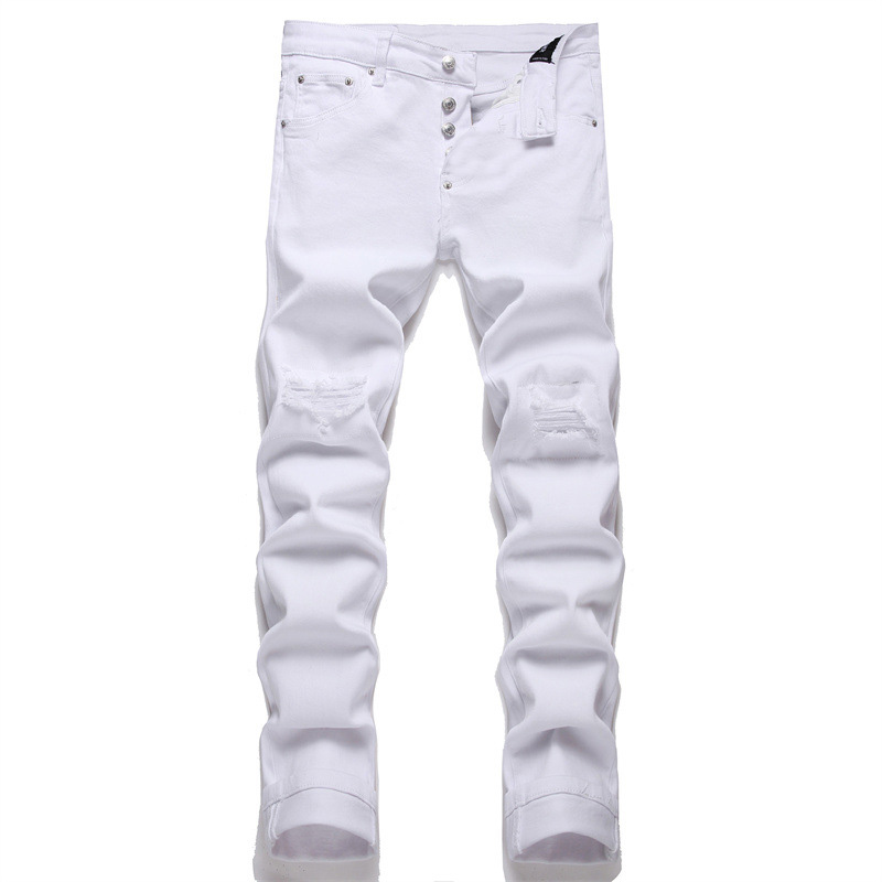 White Slim Fit Stretch Ripped men Jeans High Quality Printed Men's Button Fly Denim Trousers nn33cvgd, Style234
White Slim Fit Stretch Ripped men Jeans High Quality Printed Men's Button Fly Denim Trousers nn33cvgd, Style234
