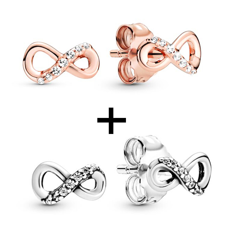 New Popular High Quality 925 Sterling Silver Cz Stud Earrings Crown Heart Round Ladies Valentines Day Jewelry