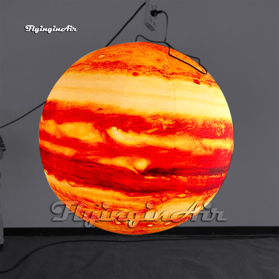 Wonderful Huge Lighting Inflatable Jupiter Ball Solar System Planet Balloon Hanging/Ground Sphere For Museum Ceiling Decoration