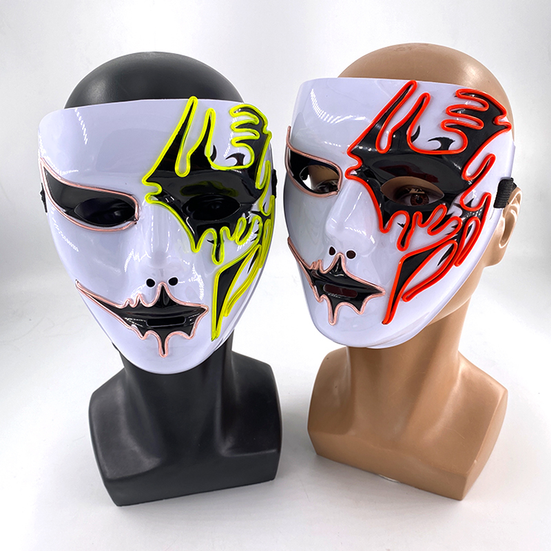Party Masks Neon Light LED Halloween Scary Cosplay Masque Ma 220823