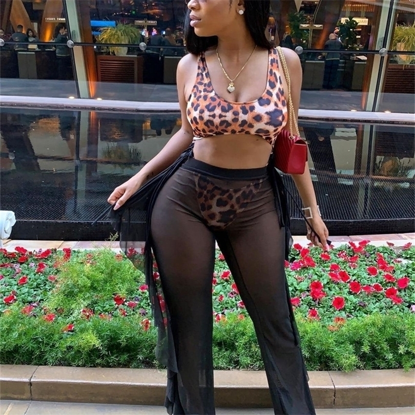 Echoine Sheer Mesh Ruffle Pants Beach Cover Up See Through Long Pants Bikini Cover Up Bottoms Swimsuit Swimwear Summer Black T200608