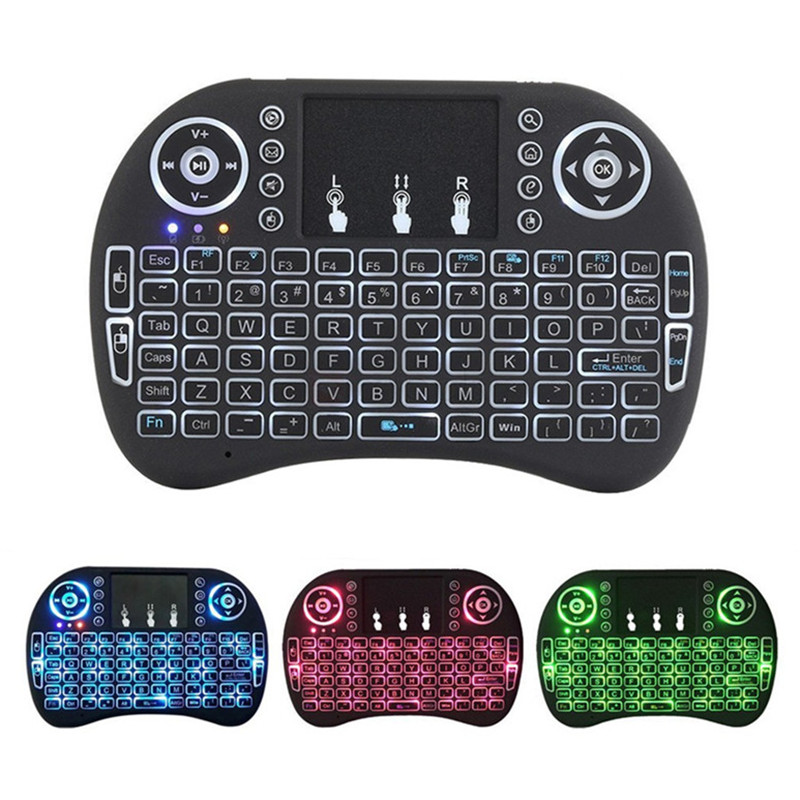 Mini Rii i8 Wireless Keyboard 2.4G Air Mouse Remote Control Touchpad Backlight Backlit for Smart Android TV Box Tablet Pc English with Retail Box