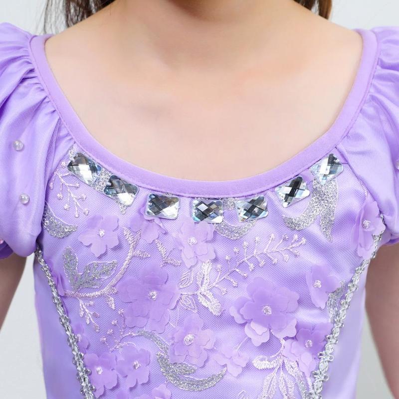 Purple Princess Sofia Dress for Girl Kids Cosplay Costume Puff Sleeve Layerd Dresses Child Party Birthday Sophia Fancy Costumes 220707