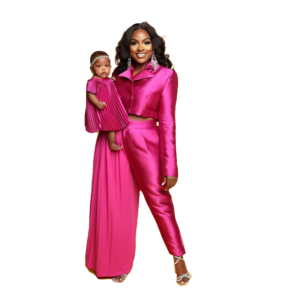 Satin Silk Women Pants Suits Family Shot For Wedding Rose Mother of the Bride Suit Evening Party Formal Wear 2 Pieces