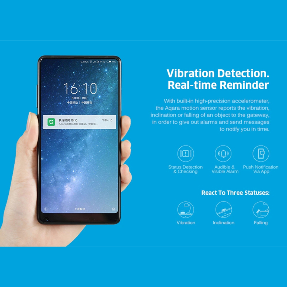 Epacket Aqara Vibration Shock Sensor Smart Home Control Built In Gyro Motion sensors for XIAOMI Mi Home App Global Edition