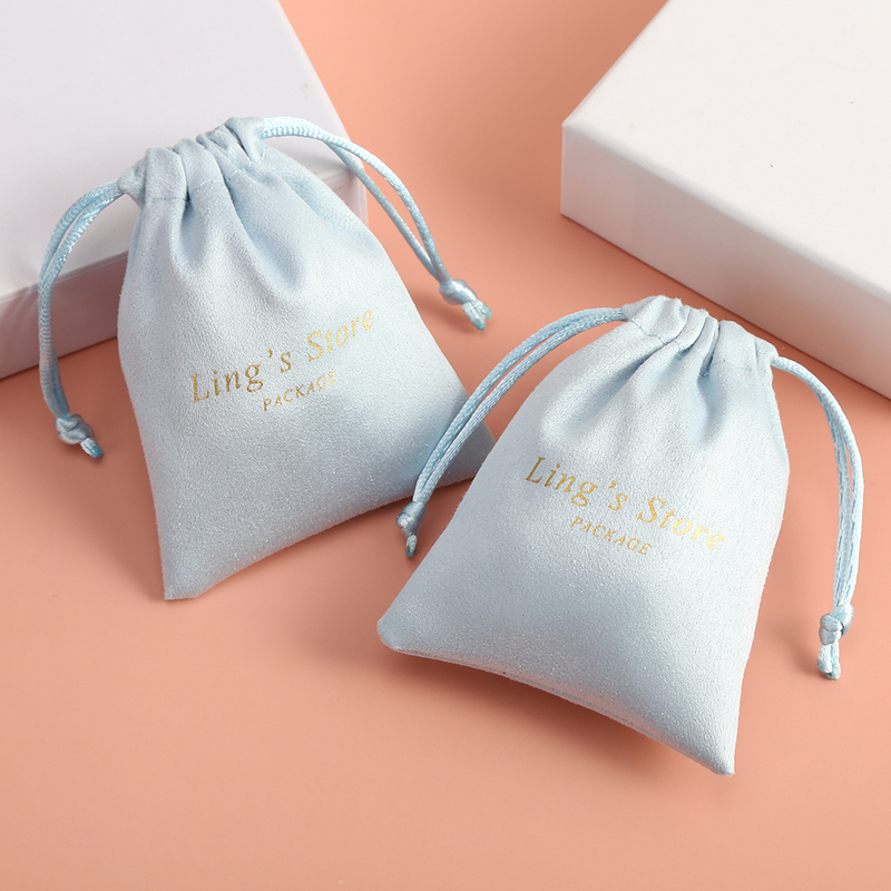 50pcs Personalized Print Velvet Drawstring Bags Flannel Jewelry Packaging Pouches Small Chic Wedding Favor Bags Custom Name 220608