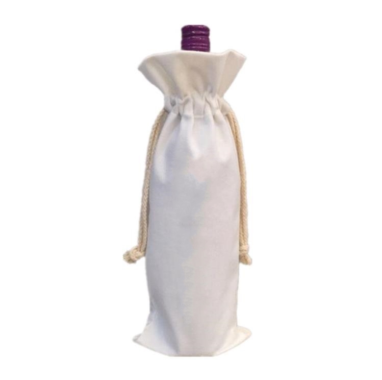 14x5.5inch Christmas Decorations Sublimation Blank Wine Bottle Bags with Drawstrings Reusable gift bag Bulk for Halloween Christmas DIY Wedding Party 