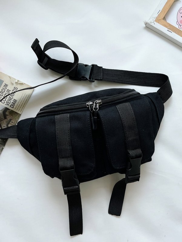 Kids Release Buckle Detail Canvas Sling Bag SHE