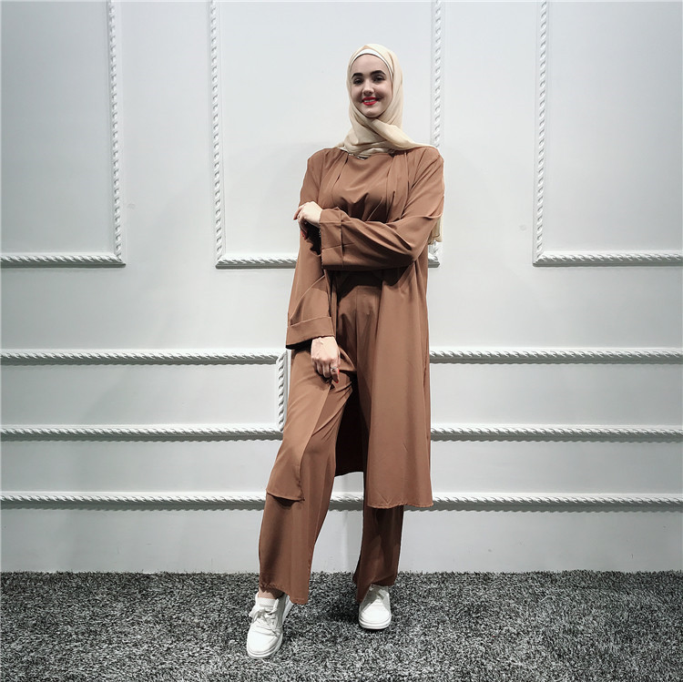 Three-pieces Muslim Abaya Turkish Kimono Tops Pants Muslim Dress Hijab Robe Dubai Caftan Kaftan Islam Clothing Suits wq2595w
