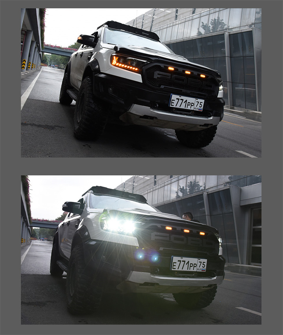 All LED Light For Ford Ranger LED Headlight 16-20 Everest T7 Car Parts Headlights Turn Signal High Beam Daily Lights