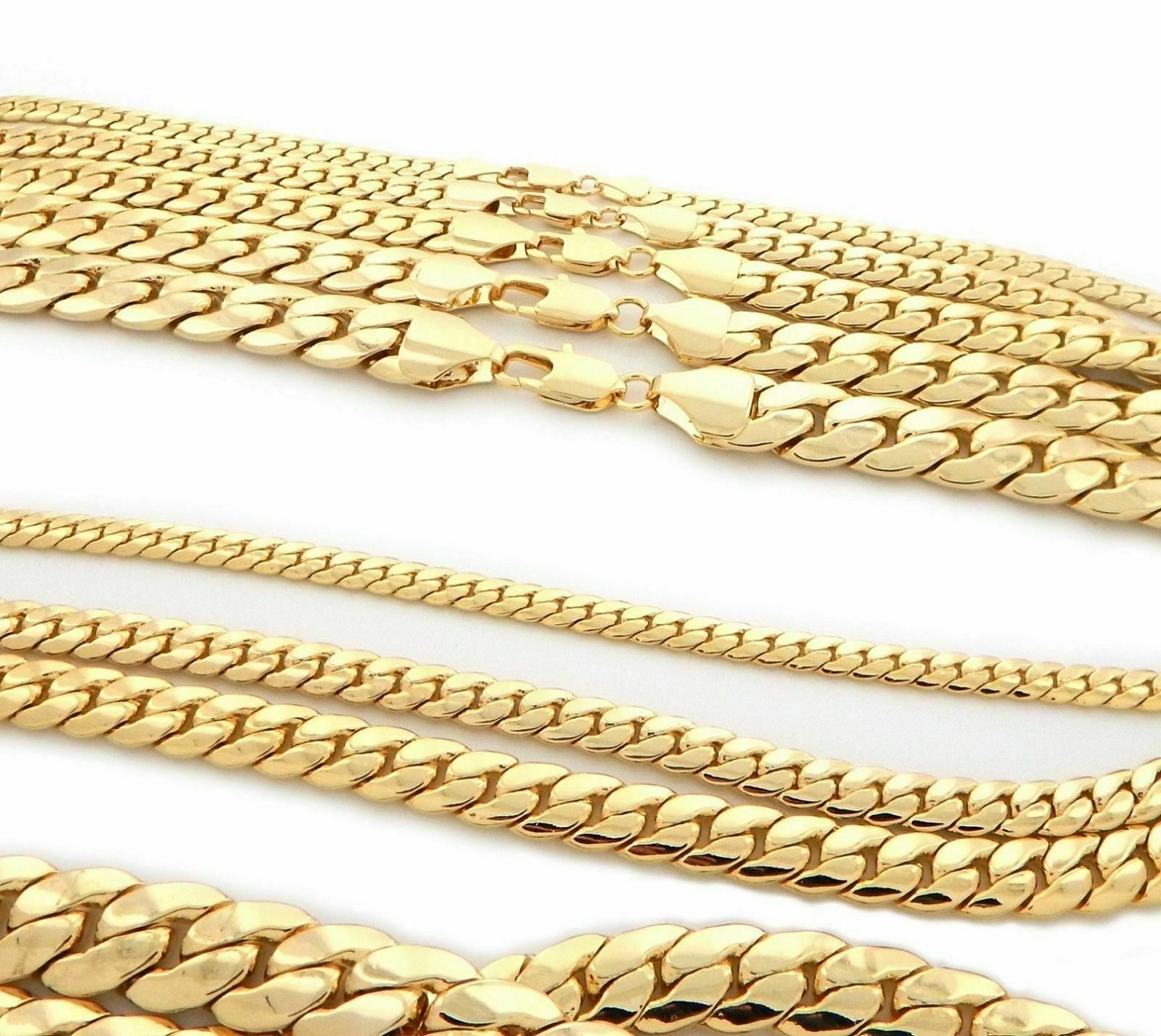 Mens Miami Cuban link Chain Necklace 14K Gold GP 24inch 10mm