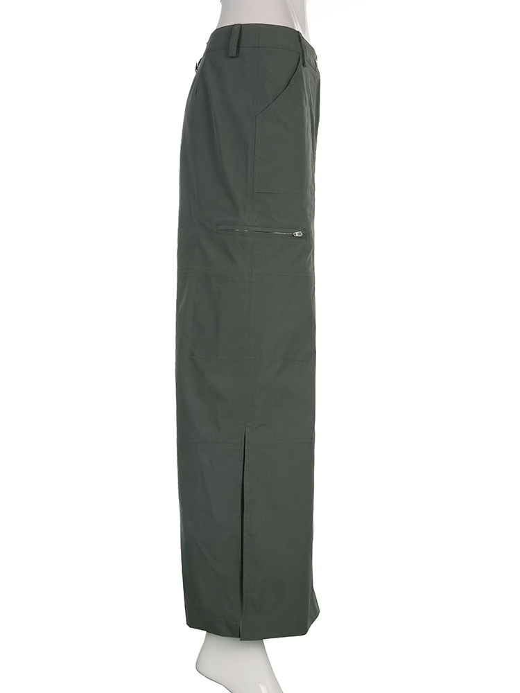 Rockmore Harajuku Slit Cargo Long Skirts Y2K Low Waist Maxi Skirt WomenS AnkleLength Skirt 2000s Retro Fairycore Grunge Outfit 220701