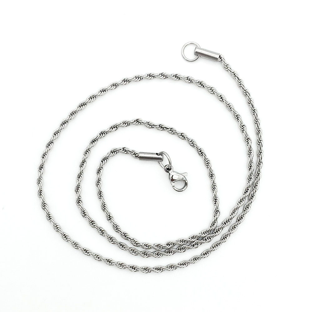 2MM Stainless Steel Twist Thin Rope Chain Choker Layered Hip Hop Men Women 18K Gold Silver Chain Necklace Cool Young Jewelry Nice Gift 16 18 20 22 24 
