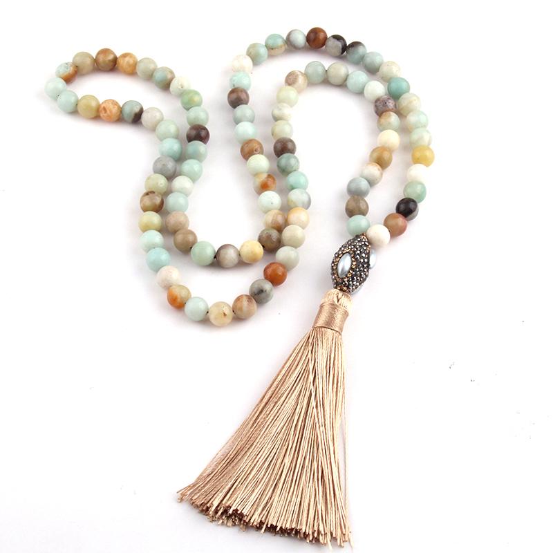 Pendant Necklaces MOODPC Fashion Amazonite Stones Bohemian Tribal Jewelry Oval Pearl Crystal Ball & Tassel Necklace
Pendant Necklaces MOODPC Fashion Amazonite Stones Bohemian Tribal Jewelry Oval Pearl Crystal Ball & Tassel Necklace