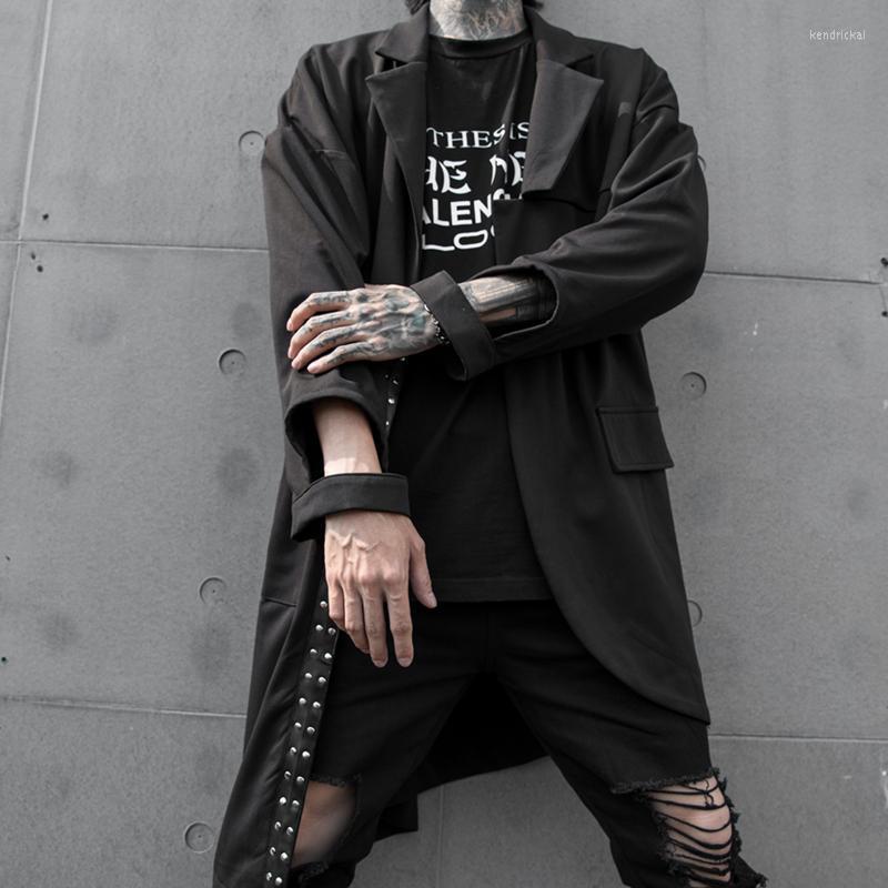 Men's Trench Coats Autumn Spring Irregular Punk Men Rivet Solid Black Color Open Stitch Kend22
Men's Trench Coats Autumn Spring Irregular Punk Men Rivet Solid Black Color Open Stitch Kend22