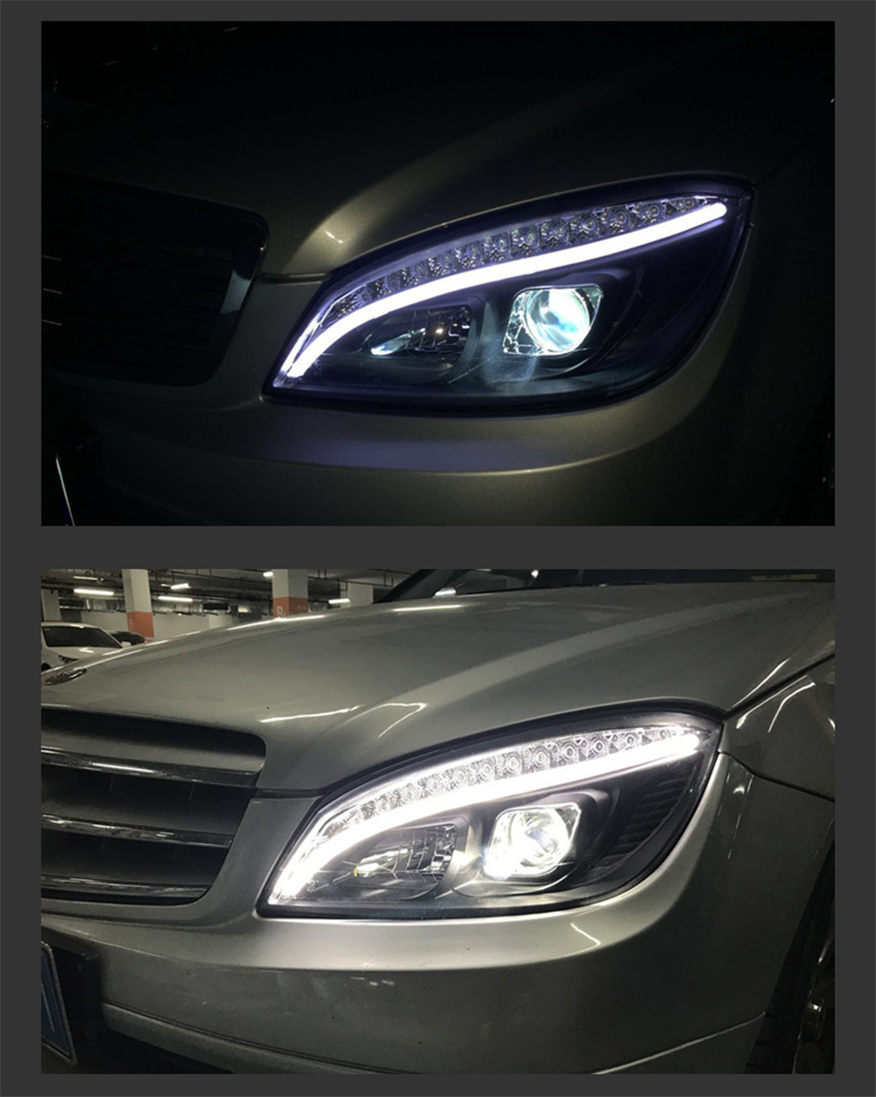 Headlight Assembly For W204 C200 C300 C260 2007-2010 Xenon Bulb Headlight High Beam Daytime Lights Turn Signal