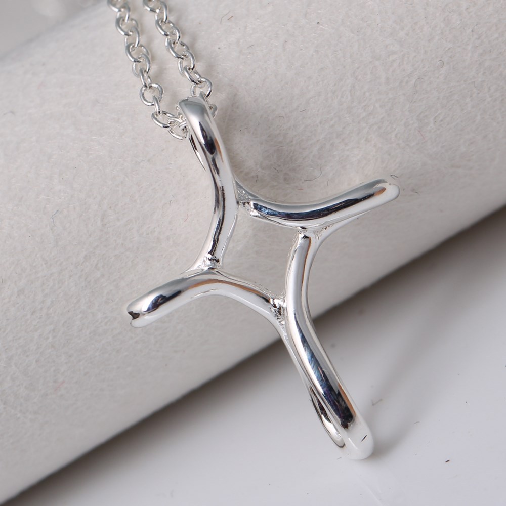 S925 Sterling Silver Plated Twisted Hollow Out Cross Pendent Necklace for Women Christian Jewelry Nice Gift Wholesale Price