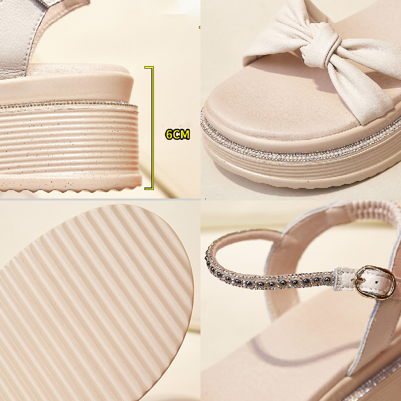 Fuin 6cm Genuine Leather Sandals Platform Wedge Women Shoes Gladiator Rome Sandals Beach Shoes Slides Bling Bowtie Female, Beige
Fuin 6cm Genuine Leather Sandals Platform Wedge Women Shoes Gladiator Rome Sandals Beach Shoes Slides Bling Bowtie Female, Beige