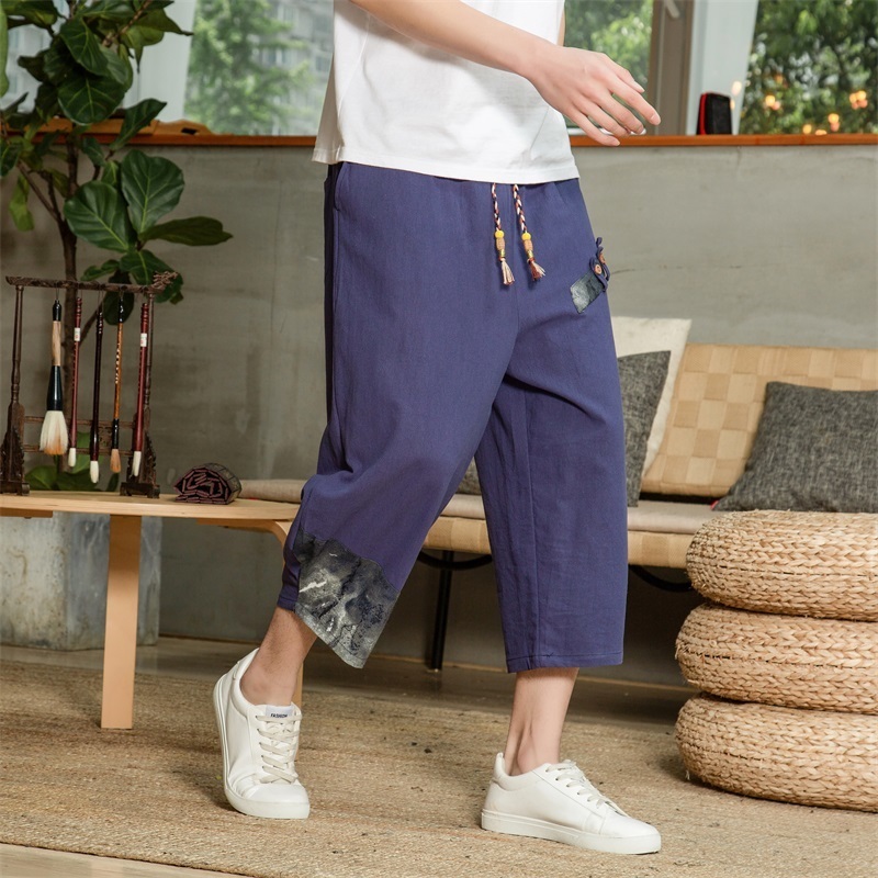 Man Pants Summer Baggy Male Harem Pants Cotton Linen Vintage Elastic Waist Casual Sweatpants Men Big Size Trousers 5XL 220817